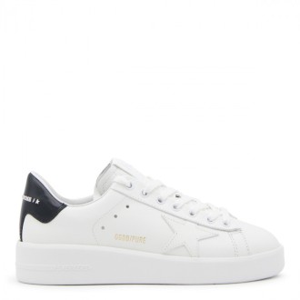 Golden Goose - White And Blue Leather Pure Star Sneakers