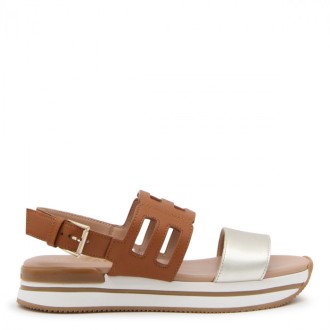 Hogan - Brown And Silver Leather H222 Sandals