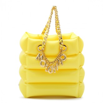 Moschino - Yellow Pvc Inflatable Shopper Lettering Charm Bag