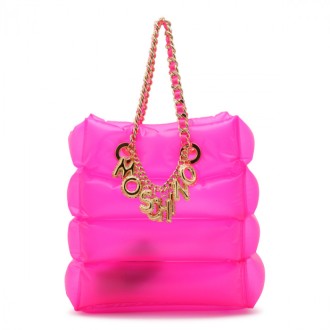 Moschino - Fuchsia Pvc Inflatable Shopper Lettering Charm Bag