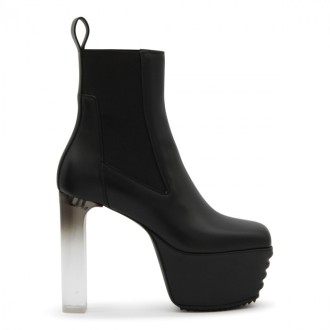 Rick Owens - Black Leather Edfu Minimal Grill Beatle Boots