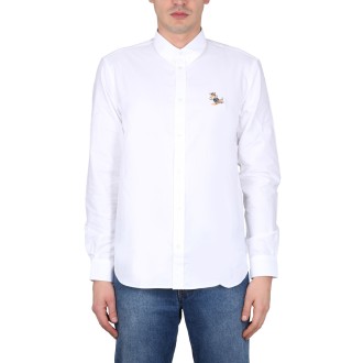 maison kitsuné fox logo patch shirt
