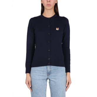 maison kitsuné fox patch cardigan