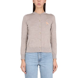 maison kitsuné fox patch cardigan