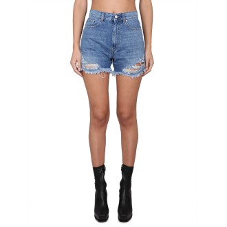 stella mccartney deconstructed denim shorts