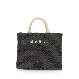 marni small raffia tote bag