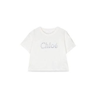 chloe' cropped logo t-shirt