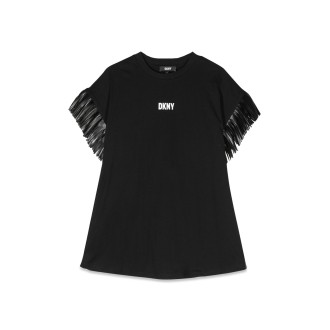 dkny logo dress frayed sleeves