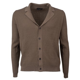 Cardigan collo rever tessuto misto verde militare
