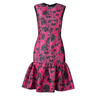 Abito mikado fiori balza fucsia