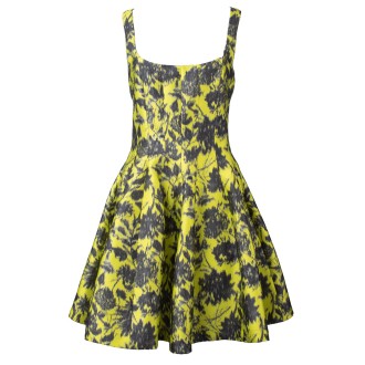 Abito mikado corto fiori giallo