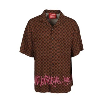 Camicia HAWAIIAN  di Sprayground, da uomo, colore marrone. Modello colletto, maniche corte e chiusura frontale con bottoni. Stampa all-over. Vestibilità comoda. 