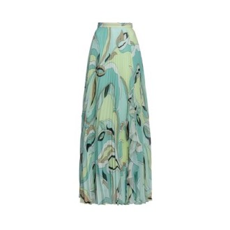 Gonna FRAIS, di PINKO, da donna, colore verde acqua. Modello lungo a plisset. Caratterizzato da stampa a contrasto e fascia in vita. Chiusura con zip laterale. Vestibilità regolare. 