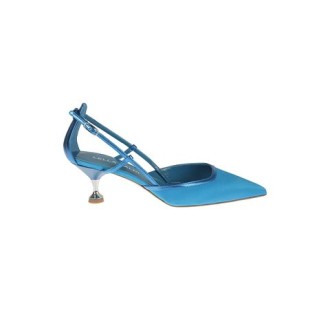 Scarpa di Lella Baldi, da donna, colore blu. Modello caratterizzato da punta chiusa in raso, con profili in nappa laminata. Cinturino regolabile. 