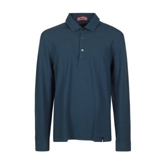 Polo di Drumohr, da uomo, colore blu. Modello colletto classico, chiusura tre bottoni e maniche lunghe. Tinta unita. Vestibilità regolare. 