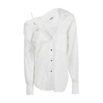 Camicia di Blu girl, da donna, colore bianco. Modello a maniche lunghe, realizzato in popeline di cotone. Caratterizzato da monospalla con spallina, colletto classico e chiusura con bottoni. Vestibilità regolare. 