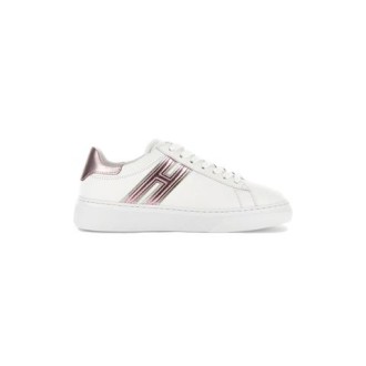 Sneakers H365, di Hogan, da donna, colore bianco. Modello caratterizzato da tomaia in pelle liscia e fussbett interno removibile. Dettaglio H laterale in pelle metallizzata. Suola in gomma. 