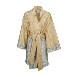 Trench di Eleventy, da donna, colore sabbia. Modello kimono, a maniche lunghe. Caratterizzato da stampa fantasia e cintura abbinata in vita. Vestibilità over. 