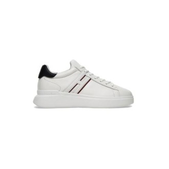 Sneakers H580, di Hogan, da uomo, colore bianco. Modello caratterizzato da tomaia in pelle e fussbett in memory foam. Dettaglio H laterale. Suola in gomma. 
