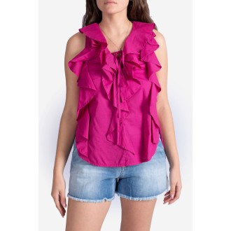 DONDUP Camicia smanicata con Rouches