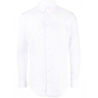 GIORGIO ARMANI camicia slim in popeline di cotone bianco con colletto classico