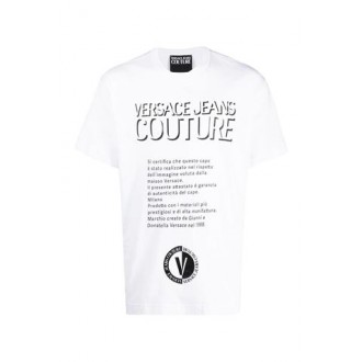 T-shirt di Versace Jeans Couture, da uomo, colore bianco. Modello girocollo e maniche corte. Scritte e logo a contrasto nella parte frontale. Vestibilità regolare. 