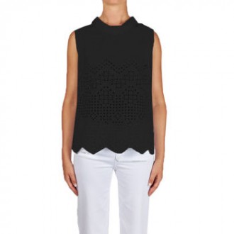 Camicia senza maniche in pizzo sangallo