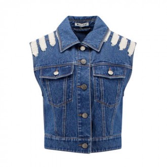 Gilet in denim con profili in cotone