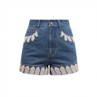 Shorts in denim con profili in cotone