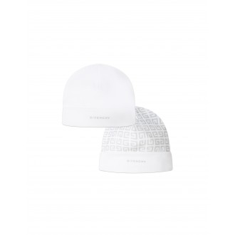 GIVENCHY KIDS Set Cappelli Bianchi e Grigi Con Logo e Motivo 4G