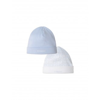 GIVENCHY KIDS Set Cappelli Bianchi e Azzurri Con Logo e Motivo 4G