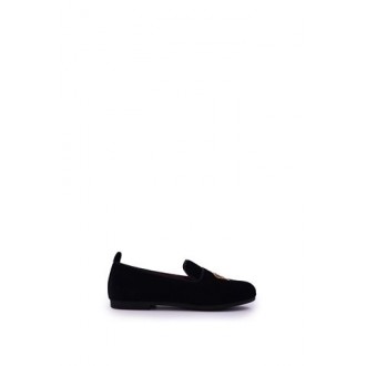 PANTOFOLA IN VELLUTO CON PATCH CORONA