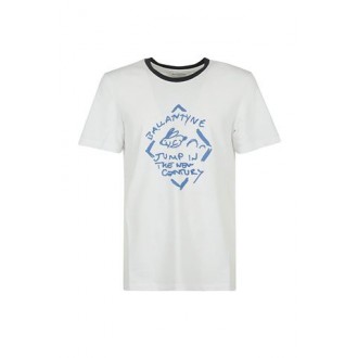 T-shirt di Ballantyne, da uomo, colore bianco. Modlelo girocollo e maniche cortee caratterizzata da stampa frontale a contrasto. Vestibilità regolare. 