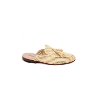 Sabot di Contre-allée. da donna, colore naturale. Modello realizzato con tomaia in rafia naturale intrecciata. Suola in cuoio e soletta interna in pelle. 