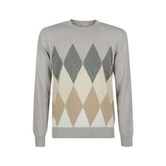 Maglia di Ballantyne, da uomo, colore grigio. Caratterizzato dall' iconico intarsio Rombo. Realizzato con i filati del cotone e del cashmere. Girocollo e maniche lunghe. Vestibilità regolare. 