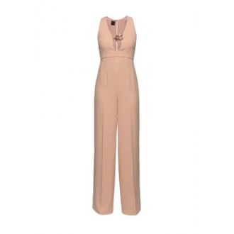 Tuta TUMBAYA, di Pinko, da donna, colore rosa. Modello lungo, senza maniche, realizzato in tessuto crepe stretch. Caratterizzato da taglio alto in vita e pantalone ampio a palazzo. Scollo a V e chiusura a goccia con bottoncino. Vestibilità regolare. 