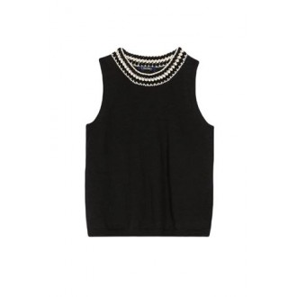 Top BRANDY di Max Mara, da donna, colore nero. Modello smanicato, realizzato in maglia di puro lino. Caratterizzato da motivo all'uncinetto sullo scollo. Vestibilità regolare. 