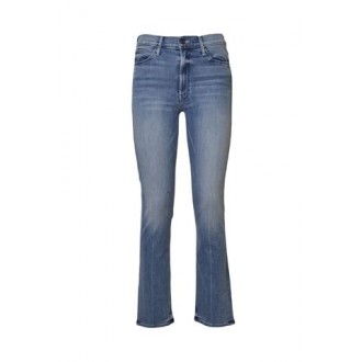 Jeans THE MID RISE DAZZLER, di Mother, da donna, colore denim. Modello a gamba dritta e vita media, in denim elasticizzato. Caratterizzato da lavaggio con scuriture e baffature, cinque tasche e orlo pulito. Passanti per cintura e chiusura con zip e botton