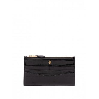 Alexander McQueen `Skull` Leather Flat Zip Wallet