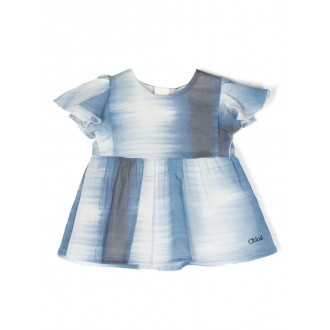 CHLOé KIDS Blusa Bianca e Blu Con Effetto Sfumato