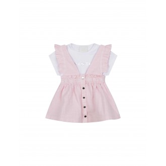 GIVENCHY KIDS Completo Bianco e Rosa Con T-Shirt e Abito Smanicato