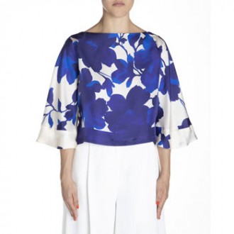 Camicia con disegno floreale blu