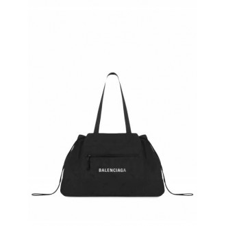 BALENCIAGA borsone in nylon nero con logo Balenciaga
