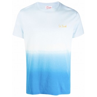 MC2 T-shirt in cotone celeste e bianco effetto sfumato