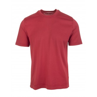 FEDELI T-Shirt Basi Uomo In Cotone Organico Amarena