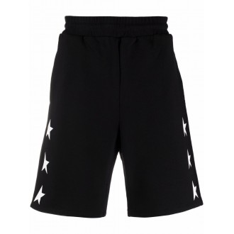 GOLDEN GOOSE Shorts in cotone bianco e nero con stampa stelle