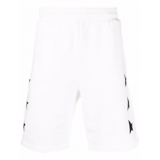 GOLDEN GOOSE Shorts in cotone bianco e nero con stampa stelle