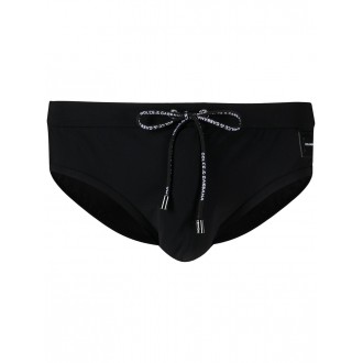 DOLCE & GABBANA slip da bagno nero con coulisse logate Dolce & Gabbana