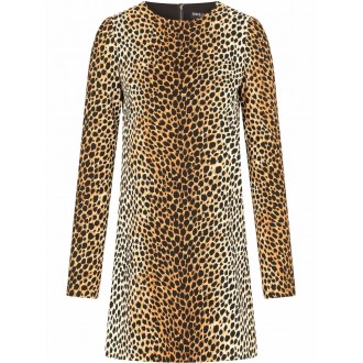 DOLCE & GABBANA abito in seta leopardata a maniche lunghe