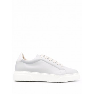 PANTOFOLA D'ORO Sneaker stringate in pelle grigio cemento con suola bianca